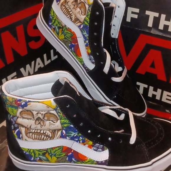Vans Men's 8.5/Women's 10 Fruit Skull Sk8-Hi Sneakers Black/White VN0005U9BA2 - Picture 13 of 13